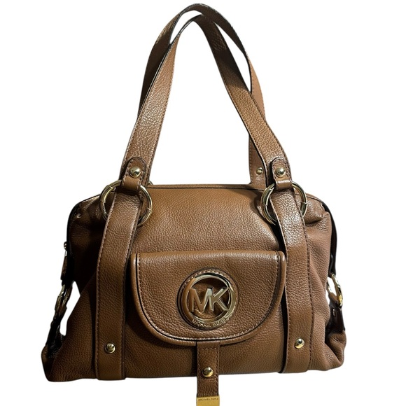 MICHAEL Michael Kors Fulton Luggage Leather Purse Brown Handbag EUC - Picture 2 of 8